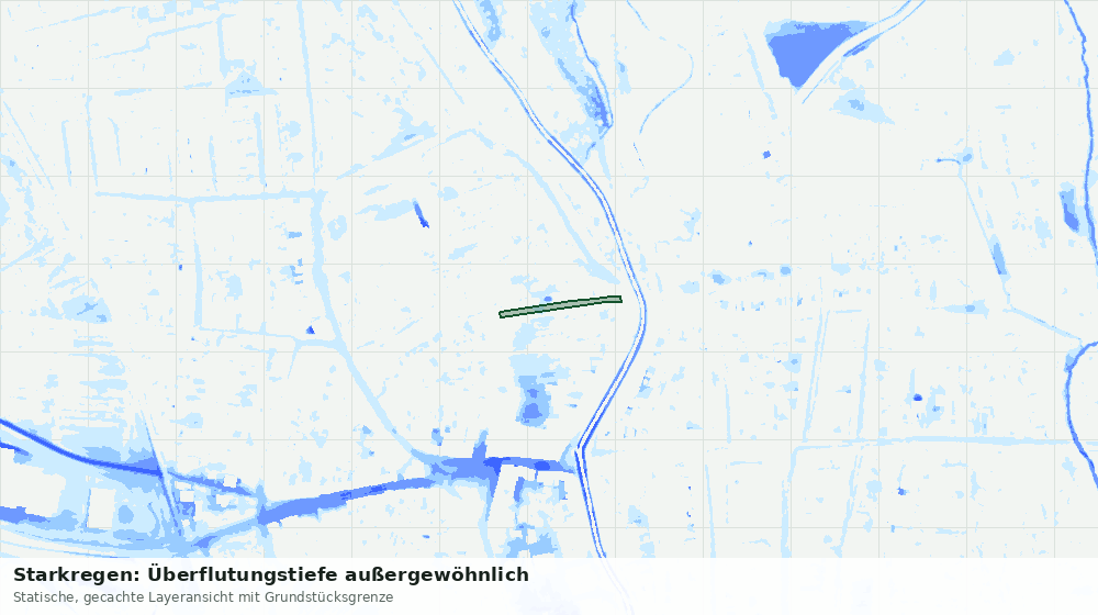 Statische Kartenansicht: Starkregen: Überflutungstiefe außergewöhnlich