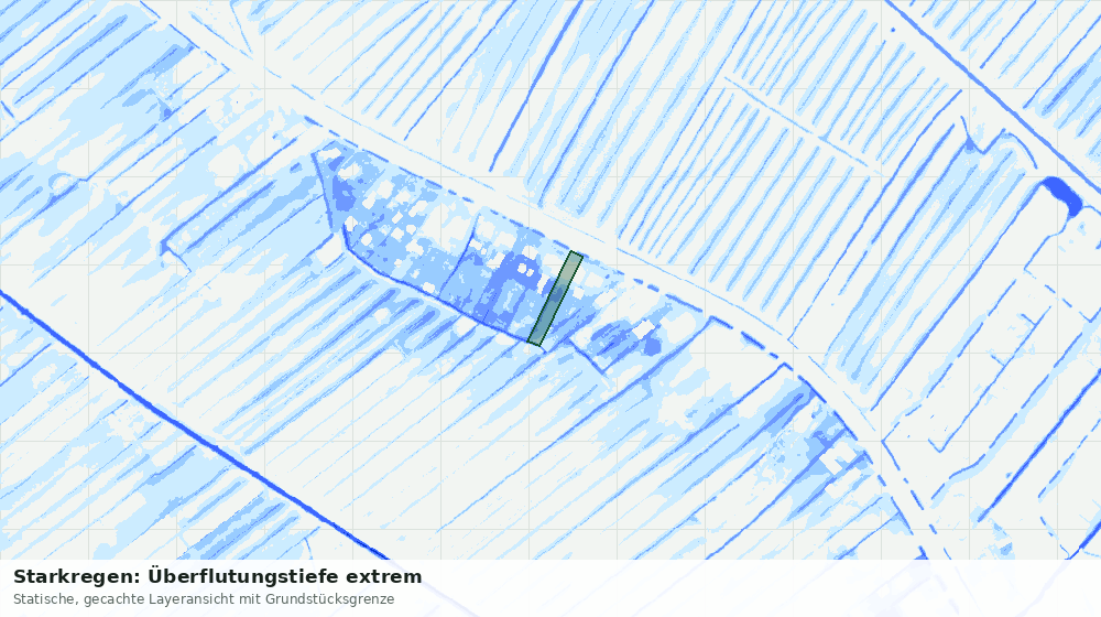 Statische Kartenansicht: Starkregen: Überflutungstiefe extrem