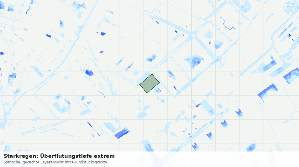 Statische Kartenansicht: Starkregen: Überflutungstiefe extrem