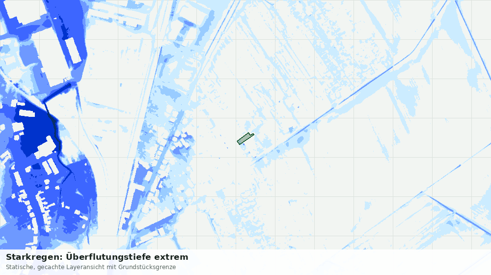 Statische Kartenansicht: Starkregen: Überflutungstiefe extrem