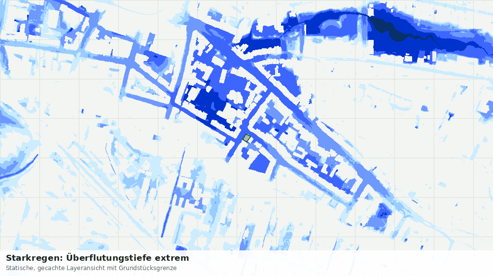 Statische Kartenansicht: Starkregen: Überflutungstiefe extrem