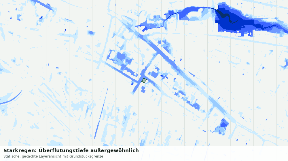 Statische Kartenansicht: Starkregen: Überflutungstiefe außergewöhnlich