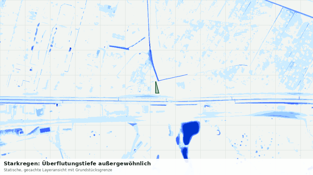 Statische Kartenansicht: Starkregen: Überflutungstiefe außergewöhnlich