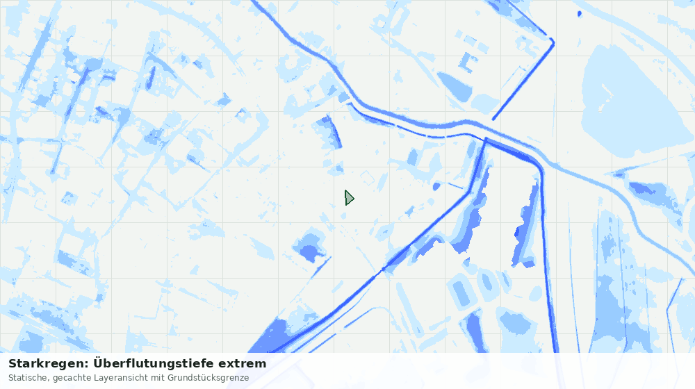 Statische Kartenansicht: Starkregen: Überflutungstiefe extrem