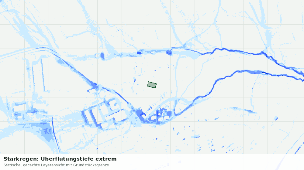 Statische Kartenansicht: Starkregen: Überflutungstiefe extrem