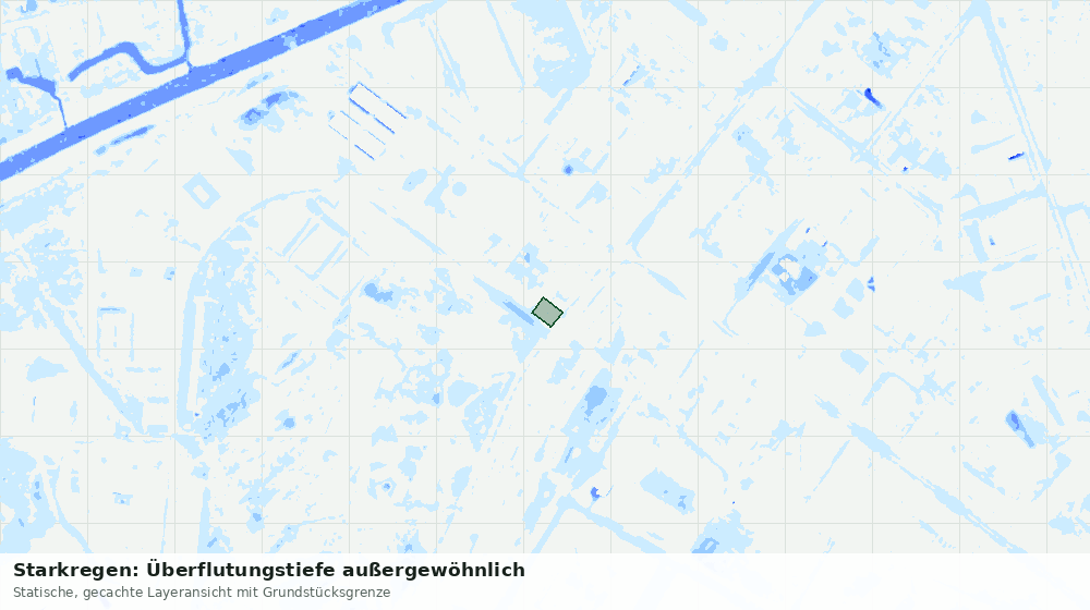 Statische Kartenansicht: Starkregen: Überflutungstiefe außergewöhnlich