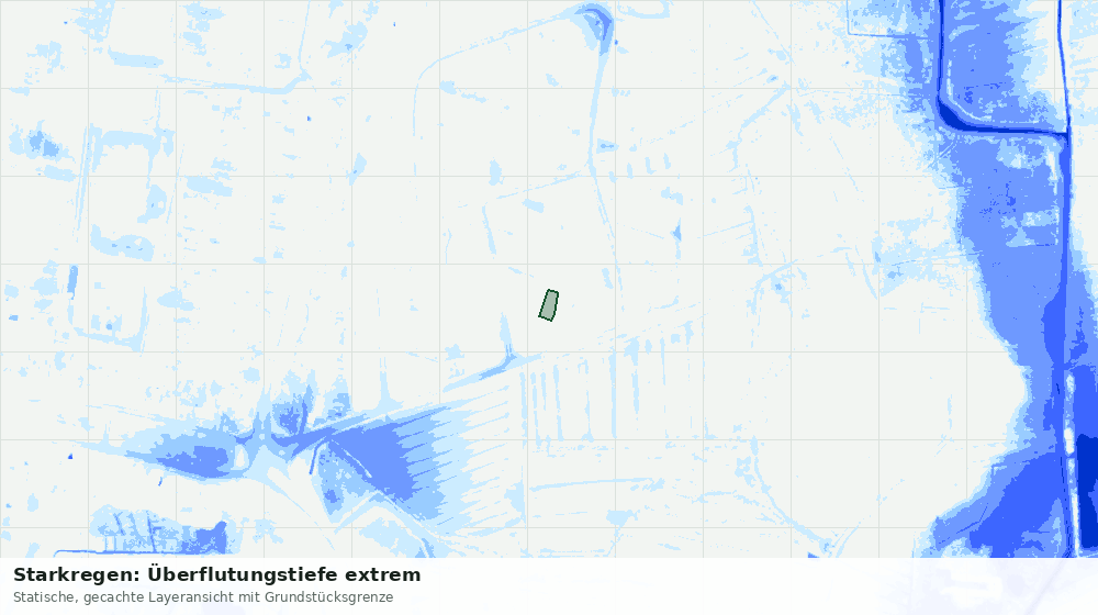 Statische Kartenansicht: Starkregen: Überflutungstiefe extrem