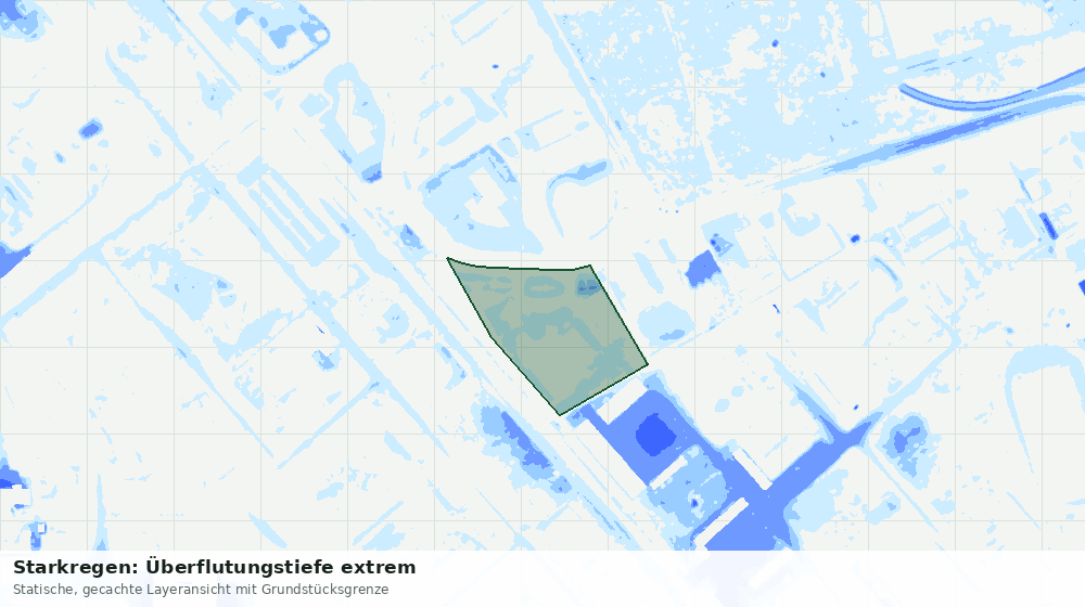 Statische Kartenansicht: Starkregen: Überflutungstiefe extrem