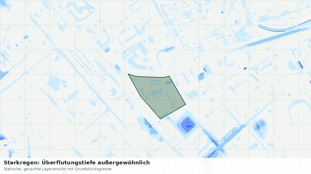 Statische Kartenansicht: Starkregen: Überflutungstiefe außergewöhnlich