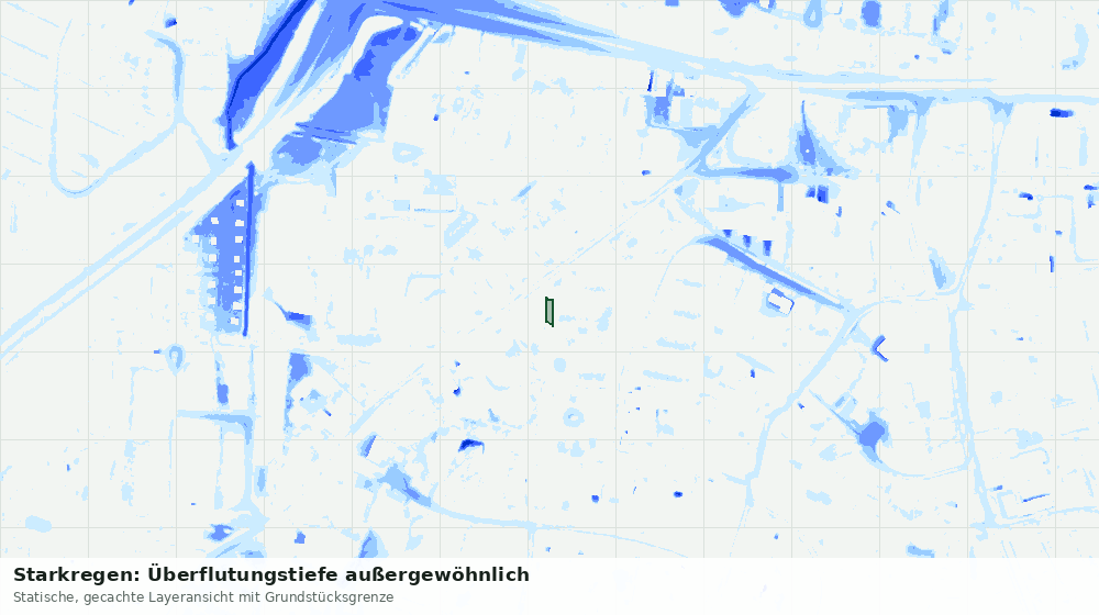 Statische Kartenansicht: Starkregen: Überflutungstiefe außergewöhnlich