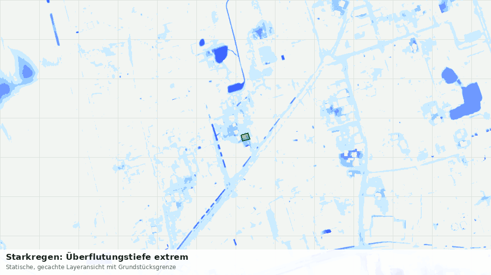 Statische Kartenansicht: Starkregen: Überflutungstiefe extrem
