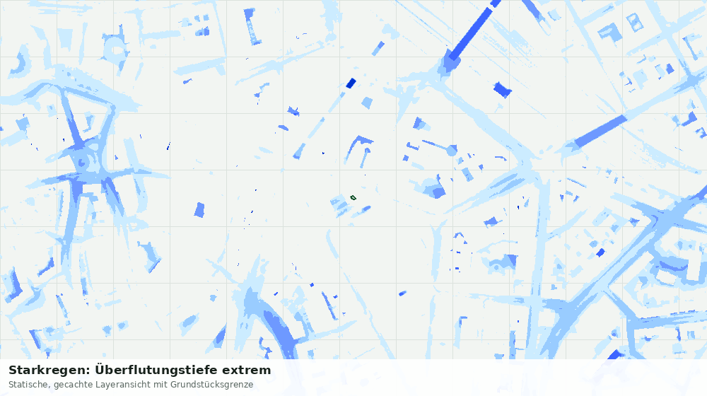 Statische Kartenansicht: Starkregen: Überflutungstiefe extrem