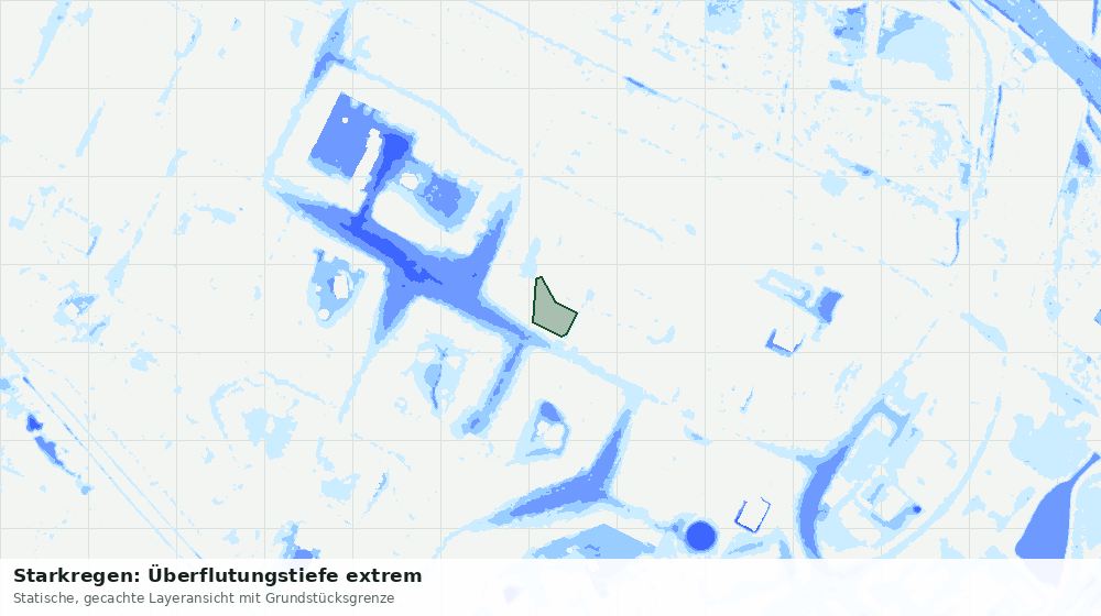 Statische Kartenansicht: Starkregen: Überflutungstiefe extrem