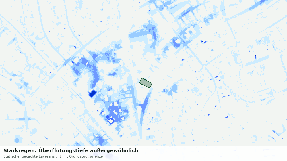 Statische Kartenansicht: Starkregen: Überflutungstiefe außergewöhnlich