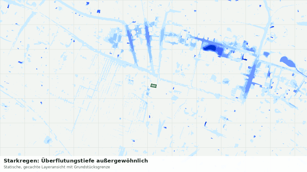 Statische Kartenansicht: Starkregen: Überflutungstiefe außergewöhnlich
