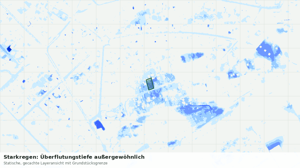 Statische Kartenansicht: Starkregen: Überflutungstiefe außergewöhnlich