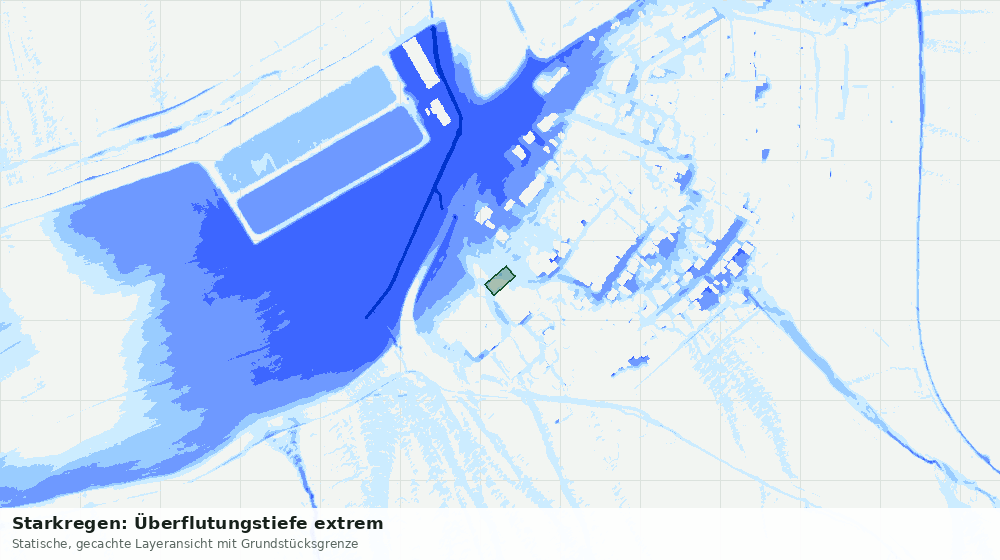 Statische Kartenansicht: Starkregen: Überflutungstiefe extrem