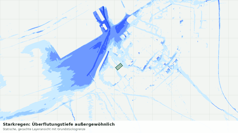 Statische Kartenansicht: Starkregen: Überflutungstiefe außergewöhnlich