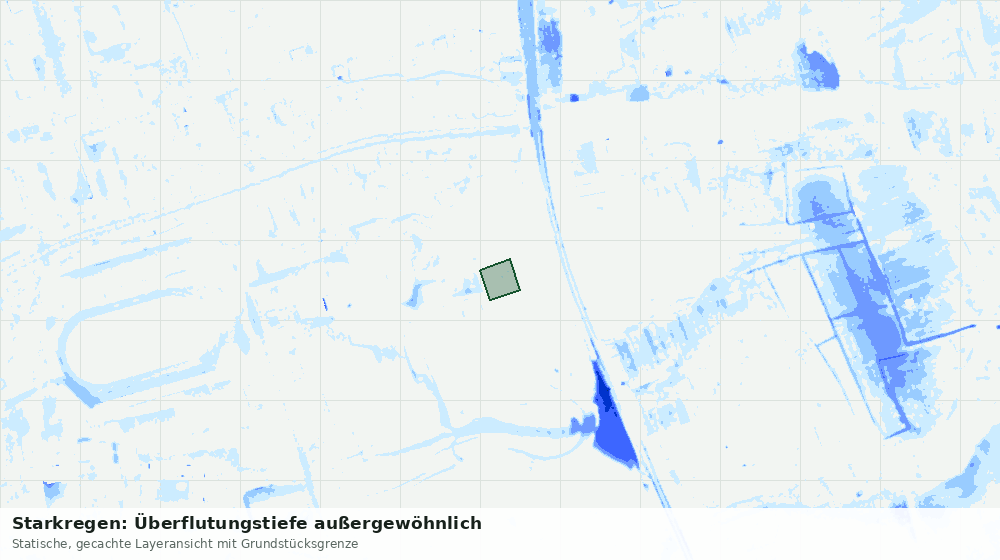 Statische Kartenansicht: Starkregen: Überflutungstiefe außergewöhnlich