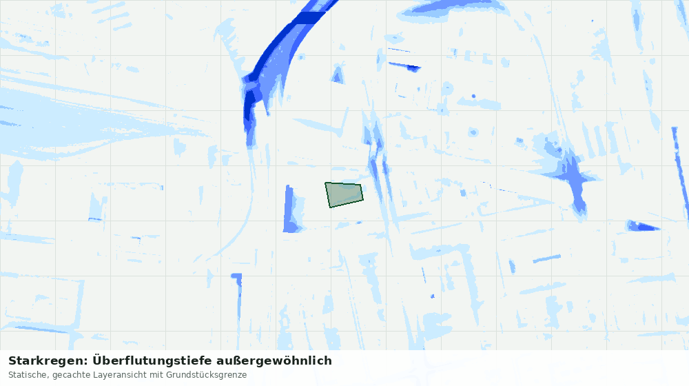 Statische Kartenansicht: Starkregen: Überflutungstiefe außergewöhnlich