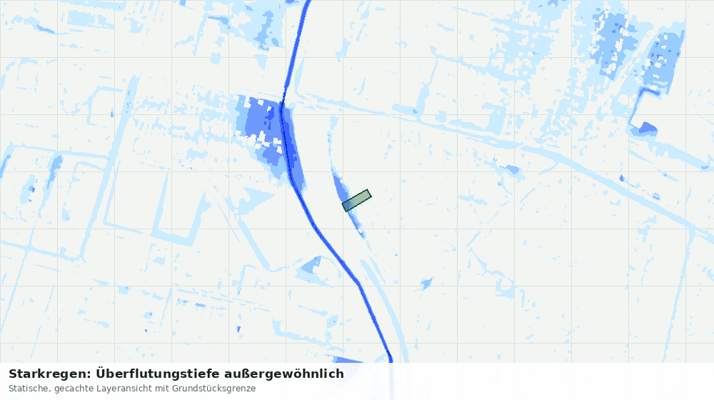Statische Kartenansicht: Starkregen: Überflutungstiefe außergewöhnlich