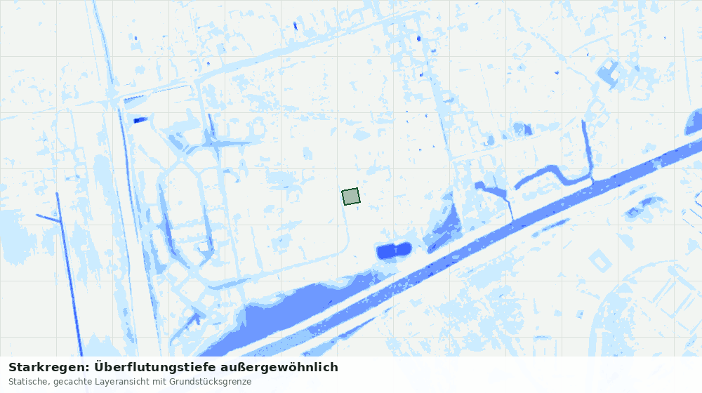 Statische Kartenansicht: Starkregen: Überflutungstiefe außergewöhnlich