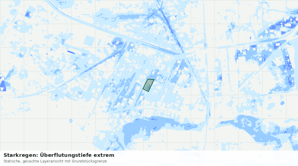 Statische Kartenansicht: Starkregen: Überflutungstiefe extrem