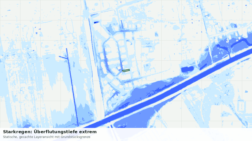 Statische Kartenansicht: Starkregen: Überflutungstiefe extrem