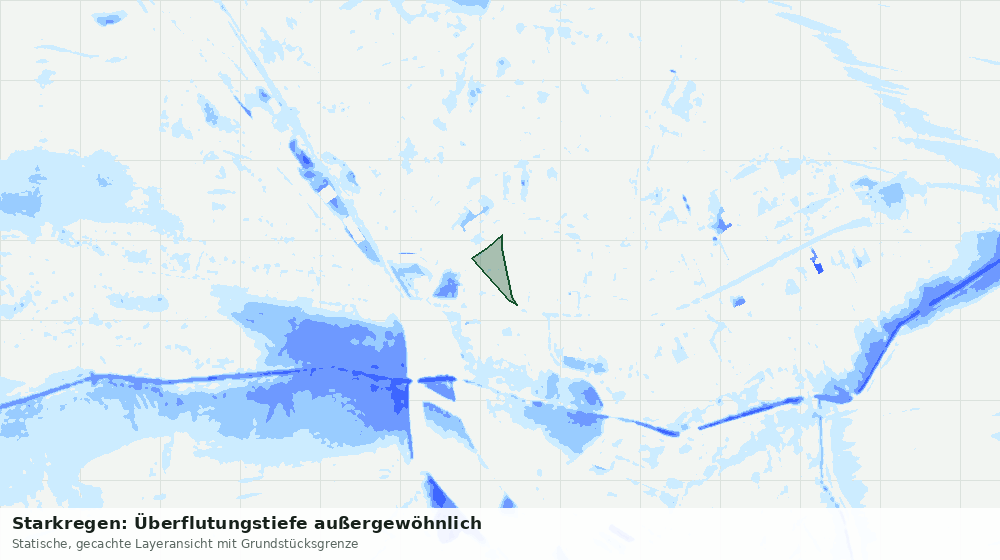 Statische Kartenansicht: Starkregen: Überflutungstiefe außergewöhnlich