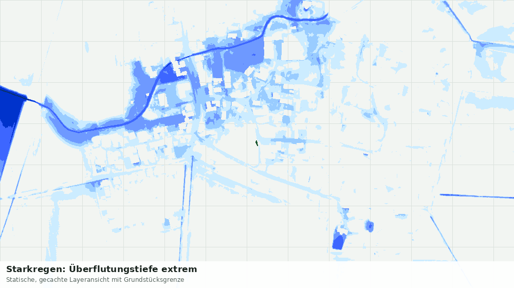 Statische Kartenansicht: Starkregen: Überflutungstiefe extrem