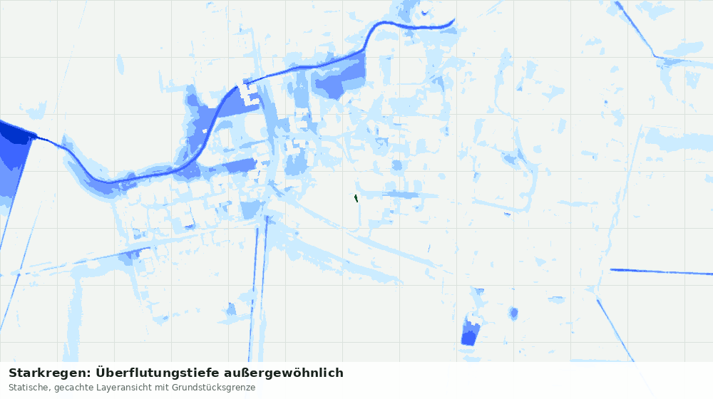 Statische Kartenansicht: Starkregen: Überflutungstiefe außergewöhnlich