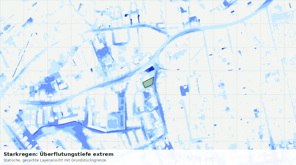 Statische Kartenansicht: Starkregen: Überflutungstiefe extrem