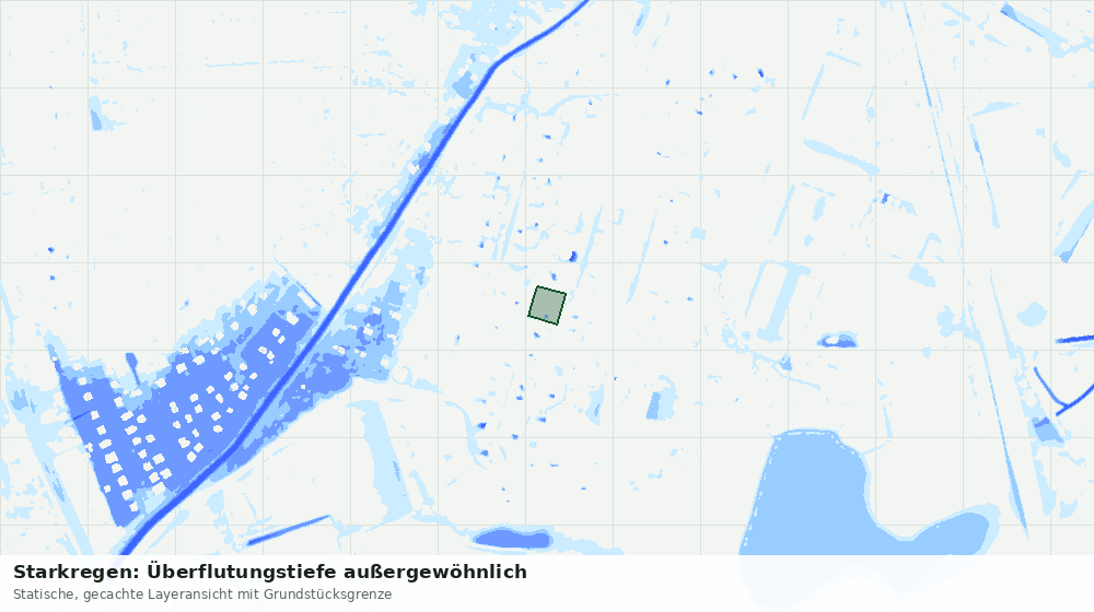 Statische Kartenansicht: Starkregen: Überflutungstiefe außergewöhnlich