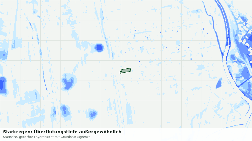 Statische Kartenansicht: Starkregen: Überflutungstiefe außergewöhnlich
