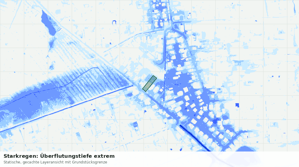 Statische Kartenansicht: Starkregen: Überflutungstiefe extrem