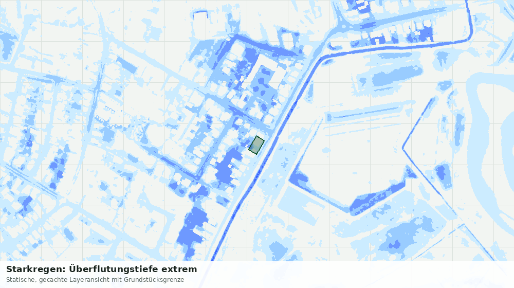 Statische Kartenansicht: Starkregen: Überflutungstiefe extrem