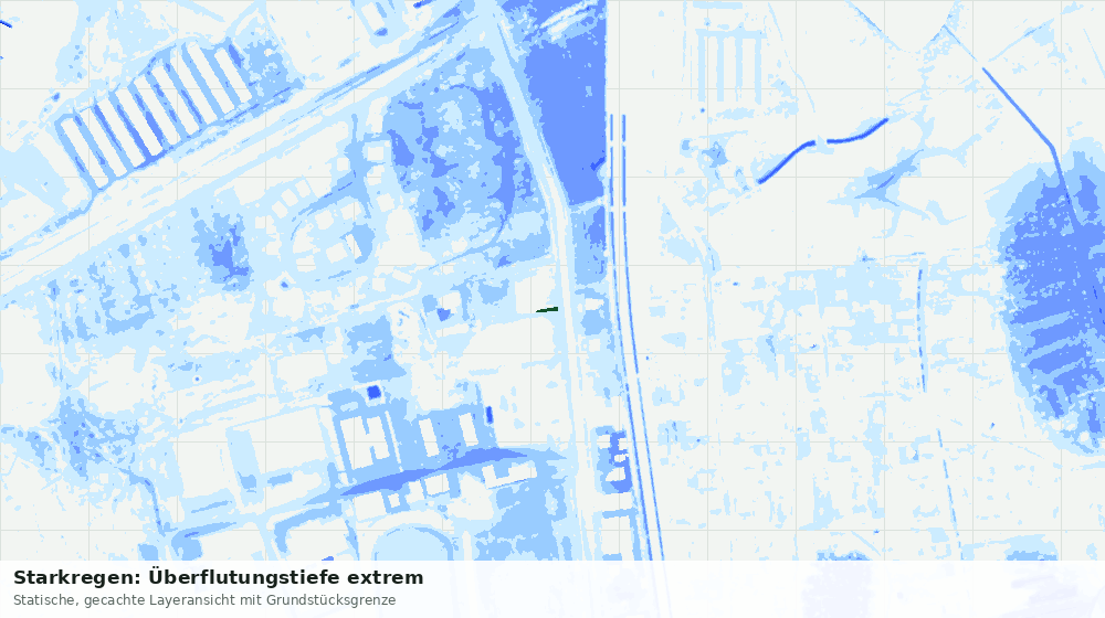 Statische Kartenansicht: Starkregen: Überflutungstiefe extrem