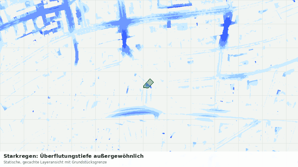 Statische Kartenansicht: Starkregen: Überflutungstiefe außergewöhnlich