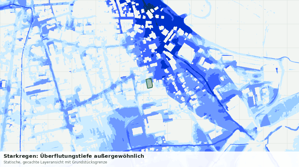 Statische Kartenansicht: Starkregen: Überflutungstiefe außergewöhnlich