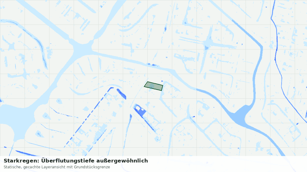 Statische Kartenansicht: Starkregen: Überflutungstiefe außergewöhnlich