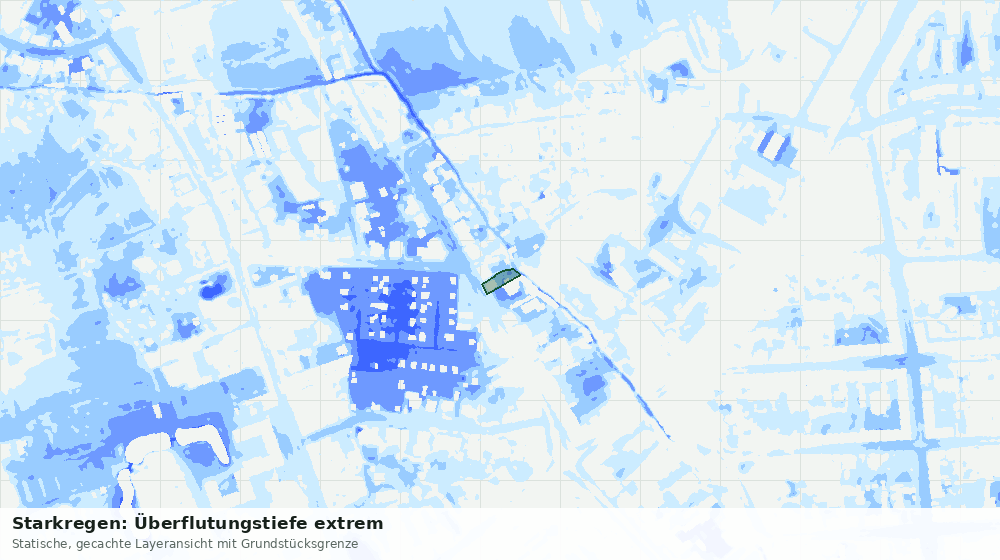 Statische Kartenansicht: Starkregen: Überflutungstiefe extrem