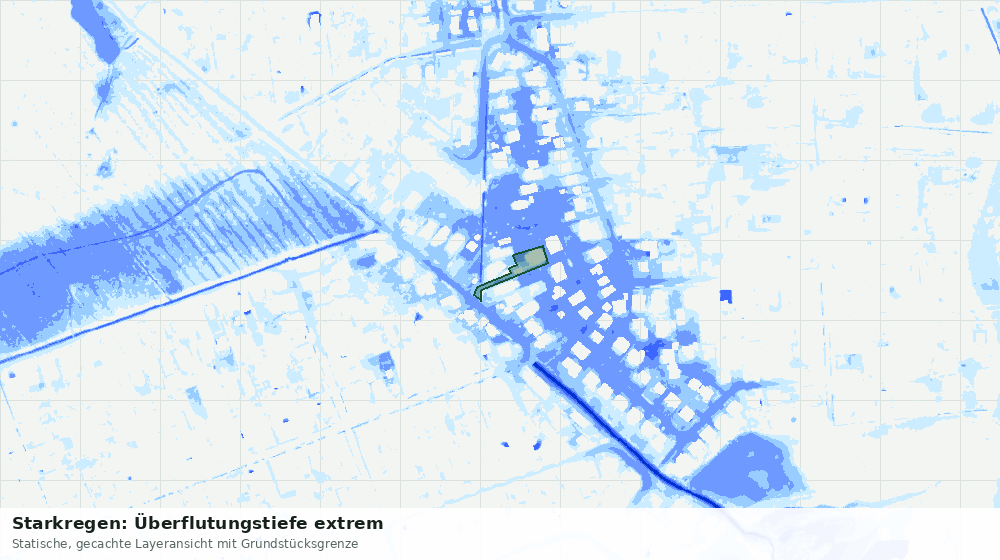 Statische Kartenansicht: Starkregen: Überflutungstiefe extrem