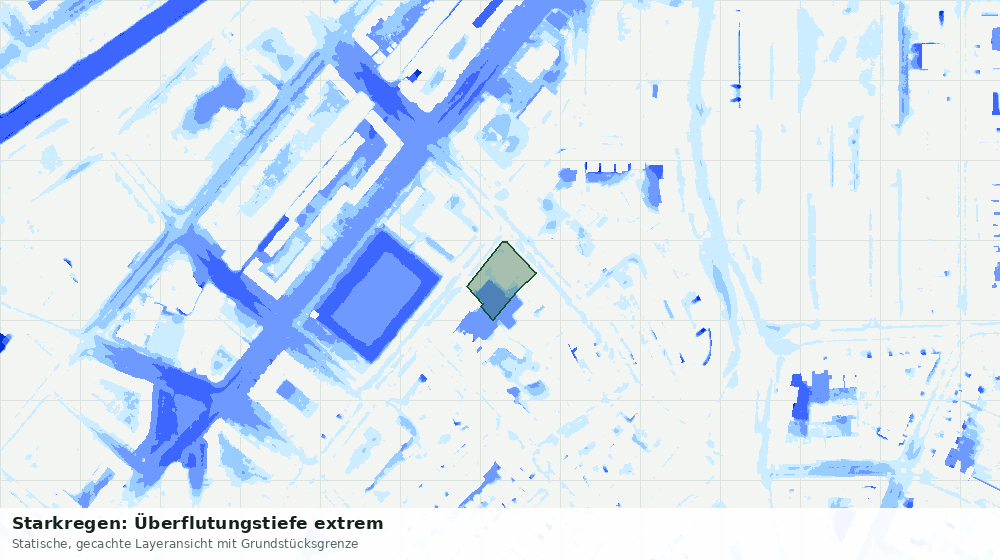 Statische Kartenansicht: Starkregen: Überflutungstiefe extrem