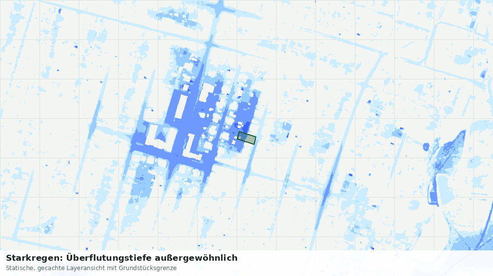Statische Kartenansicht: Starkregen: Überflutungstiefe außergewöhnlich