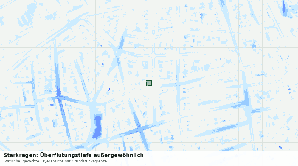 Statische Kartenansicht: Starkregen: Überflutungstiefe außergewöhnlich