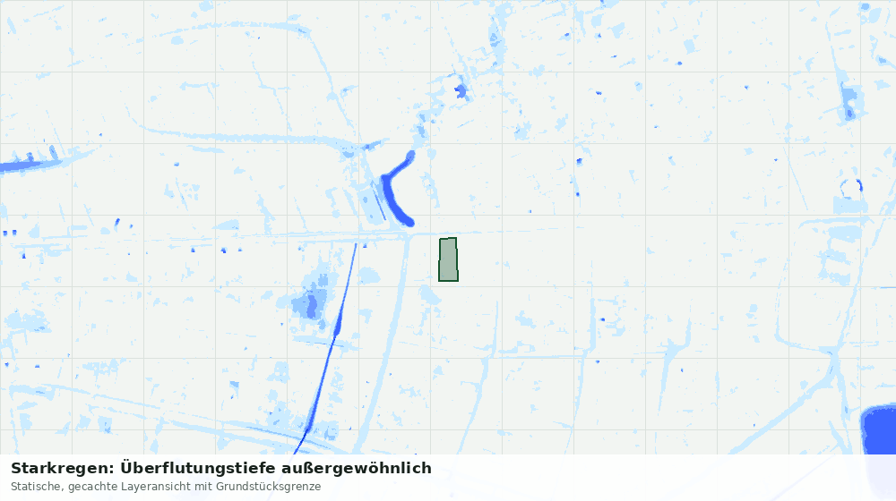 Statische Kartenansicht: Starkregen: Überflutungstiefe außergewöhnlich