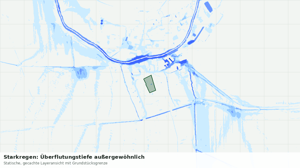 Statische Kartenansicht: Starkregen: Überflutungstiefe außergewöhnlich