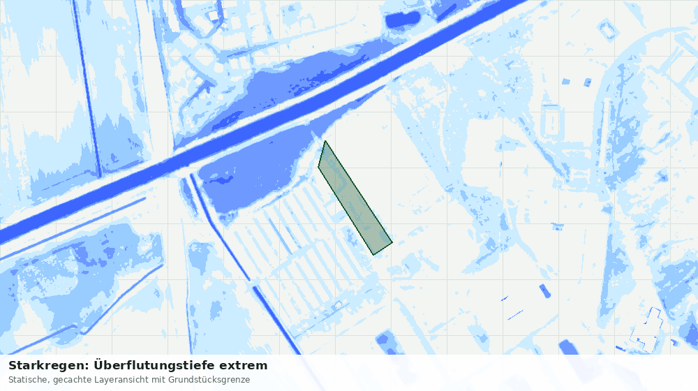 Statische Kartenansicht: Starkregen: Überflutungstiefe extrem