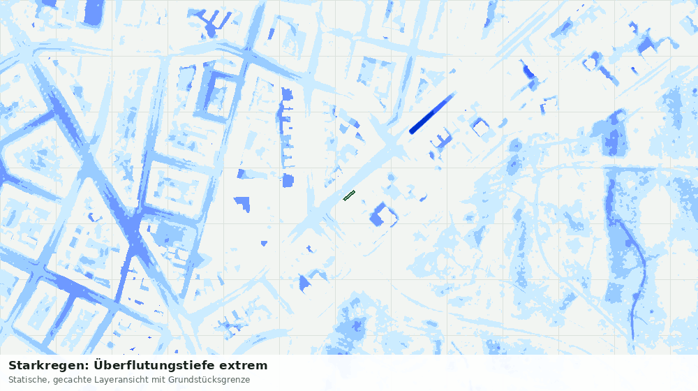 Statische Kartenansicht: Starkregen: Überflutungstiefe extrem