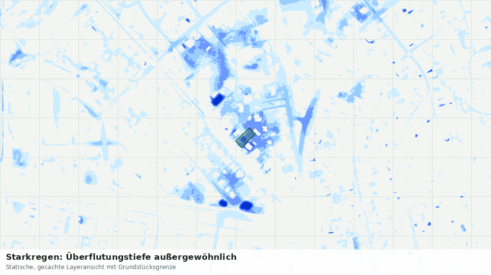 Statische Kartenansicht: Starkregen: Überflutungstiefe außergewöhnlich